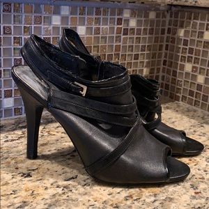 Black peep toe heels